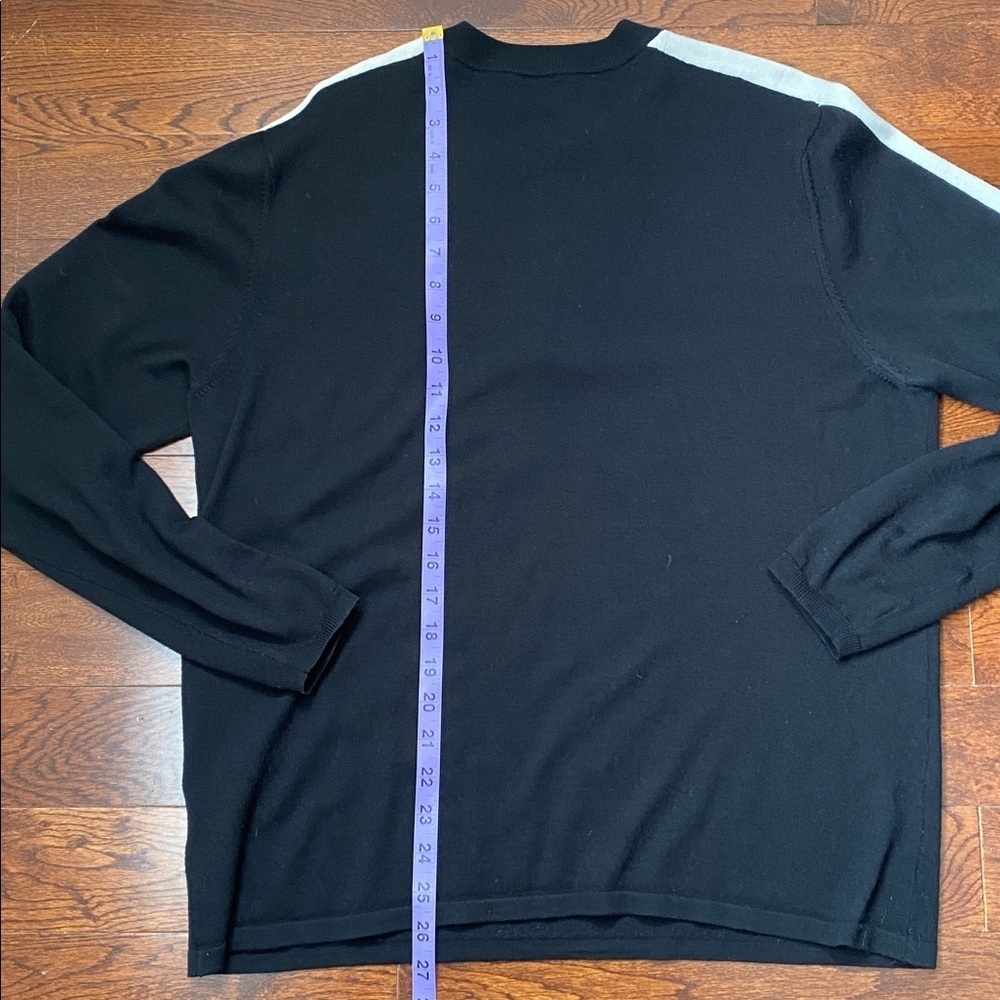 Peak Performance Half-Zip Ski Sweater Size XL Black + Off-White Stripes Merino - Picture 10 of 12